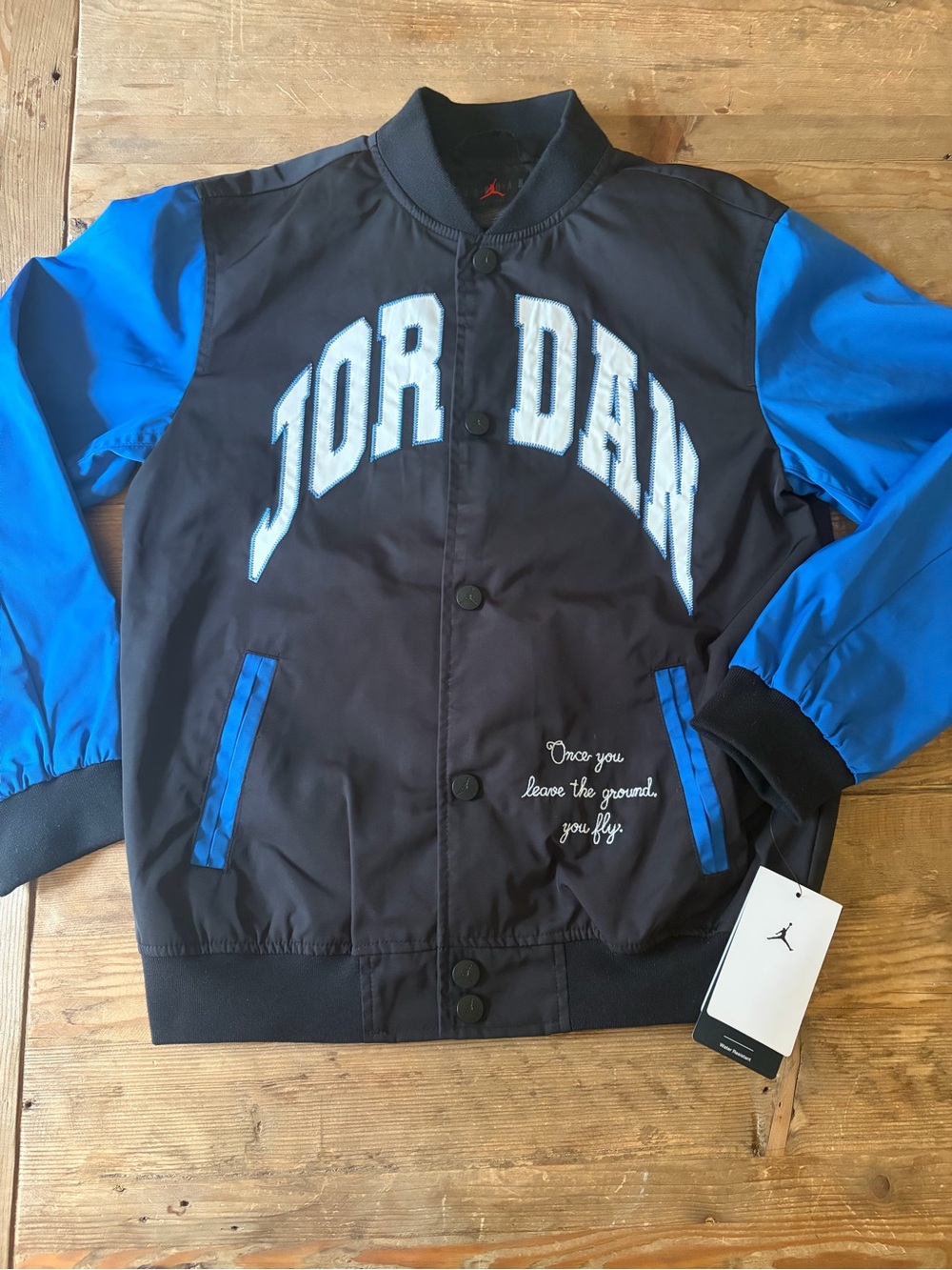 Jordan Boys Black & Blue Varsity Jacket Large